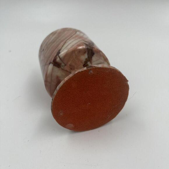 Vintage Pink Agate Marble Desktop Pencil Holder Paper Weight Floral Frog - Picture 4 of 7